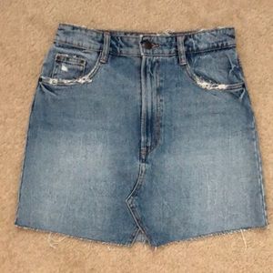 Zara distressed mini denim skirt
